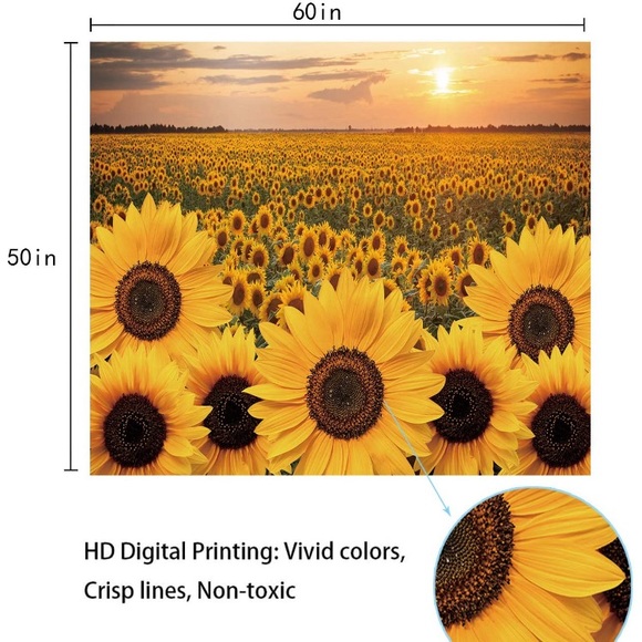 Sunflower Field Floral Nature Landscape Pop Art Room/Dorm Wall Decor/Tapestry - Picture 4 of 6